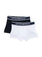 Set di 2 boxer con banda logo per bambino Emporio Armani Kids blu con design elasticizzato - Rubino Kids