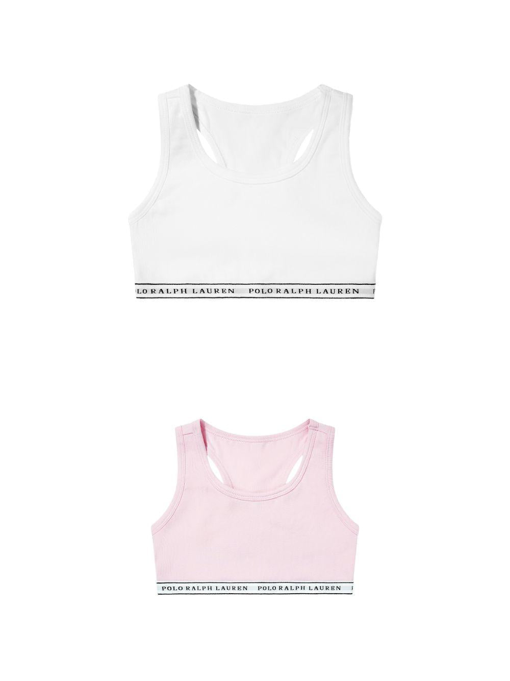 Set di 2 bralette per bambina Polo Ralph Lauren Kids bianco e rosa con banda logo - Rubino Kids