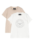 Set di 2 T-shirt con logo in rilievo per bambino Emporio Armani Kids multicolor con trama jersey - Rubino Kids