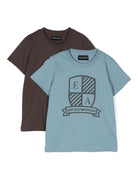 Set di 2 T-shirt con logo in rilievo per bambino Emporio Armani Kids multicolor con trama jersey - Rubino Kids