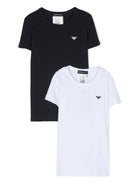 Set di 2 T-shirt per bambino Emporio Armani Kids nero e bianco con ricamo - Rubino Kids