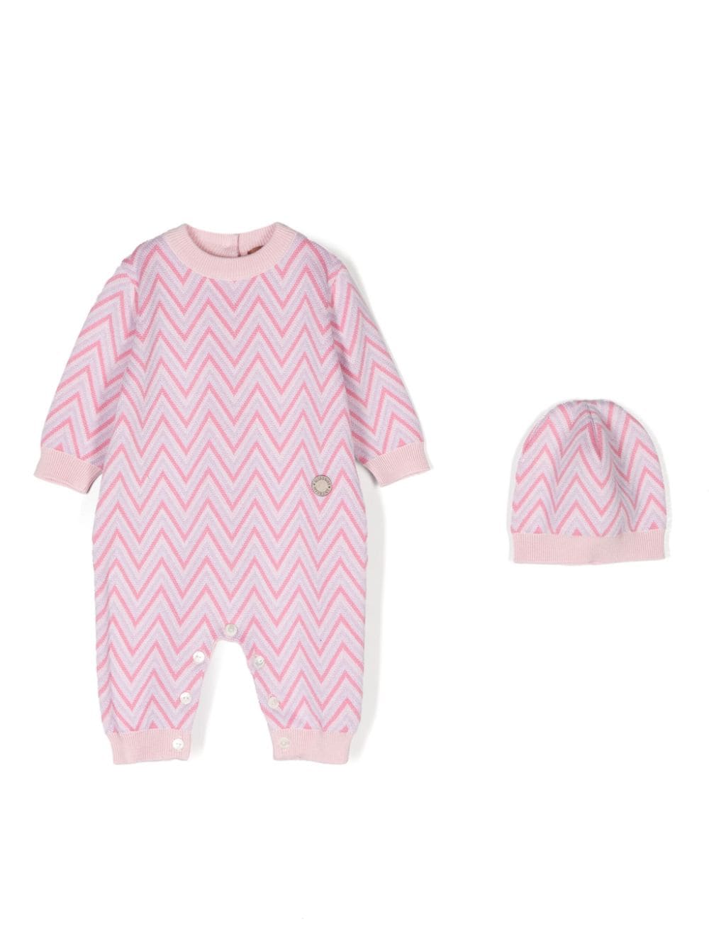 Set di 2 tutine con motivo chevron per neonata Missoni Kids rosa con girocollo - Rubino Kids