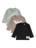 Set di 3 T-shirt per neonato Emporio Armani Kids multicolore con stampa - Rubino Kids