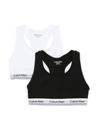 Set di due reggiseni per bambina Calvin Klein Kids nero e bianco con elastico con logo - Rubino Kids