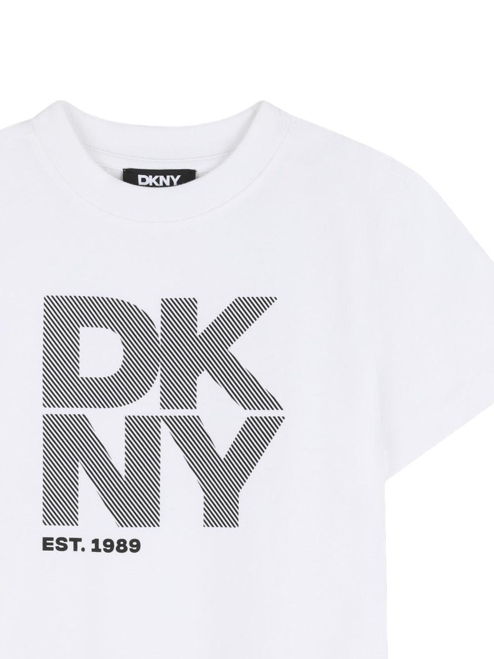 Set di due t-shirt per bambino Dkny Kids bianco e nero con stampa con logo - Rubino Kids