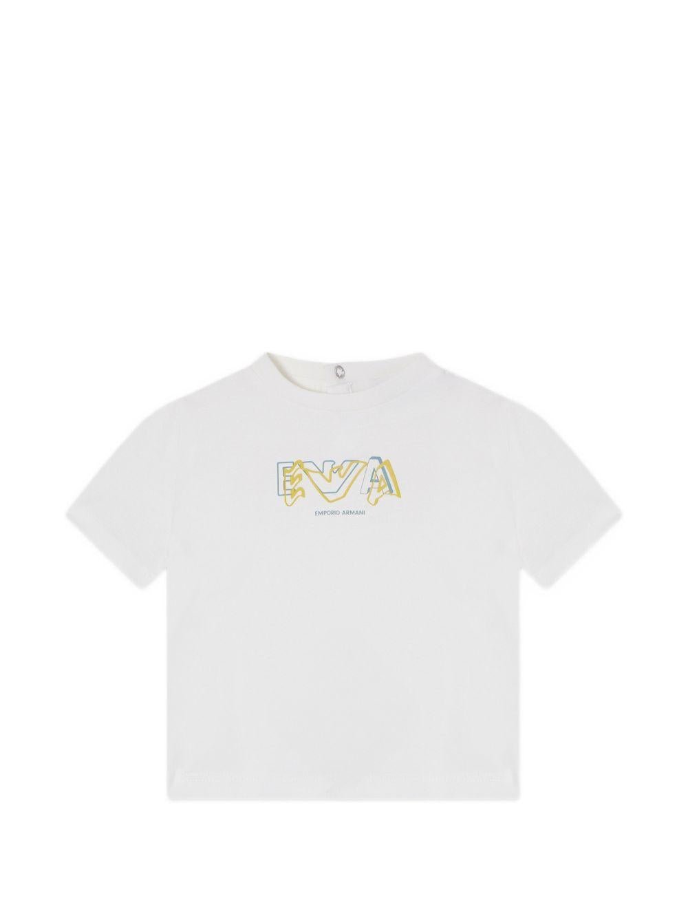 Set di due T-shirt per neonato Emporio Armani Kids multicolore con logo sul davanti - Rubino Kids