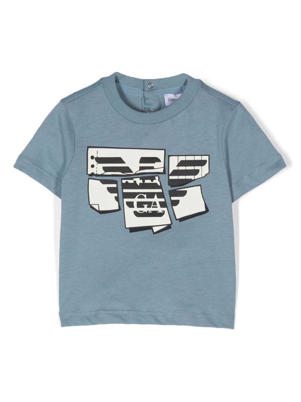 Set di T-shirt per neonato Emporio Armani Kids azzurro e beige con stampa - Rubino Kids