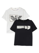 Set di T-shirt per neonato Emporio Armani Kids bianco e nero con stampa - Rubino Kids