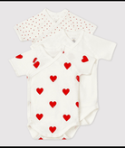 Set di tre body per neonati Petit Bateau bianco con maniche corte - Rubino Kids