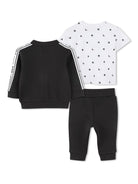 Set di tre pezzi con stampa per neonato Karl Lagerfeld Kids nero con vita elasticizzata - Rubino Kids