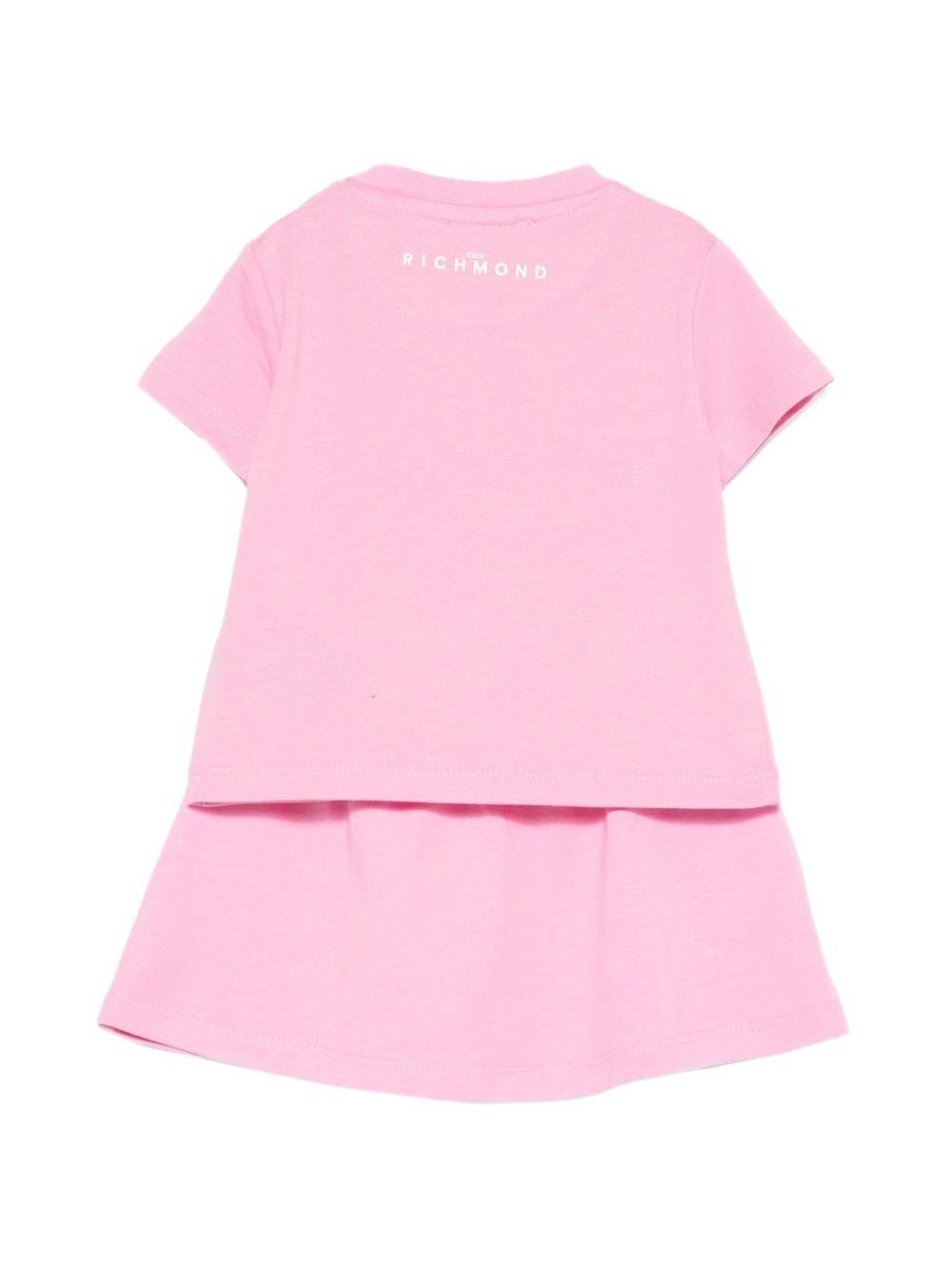 Set due pezzi John Richmond Junior rosa con dettaglio logo - Rubino Kids