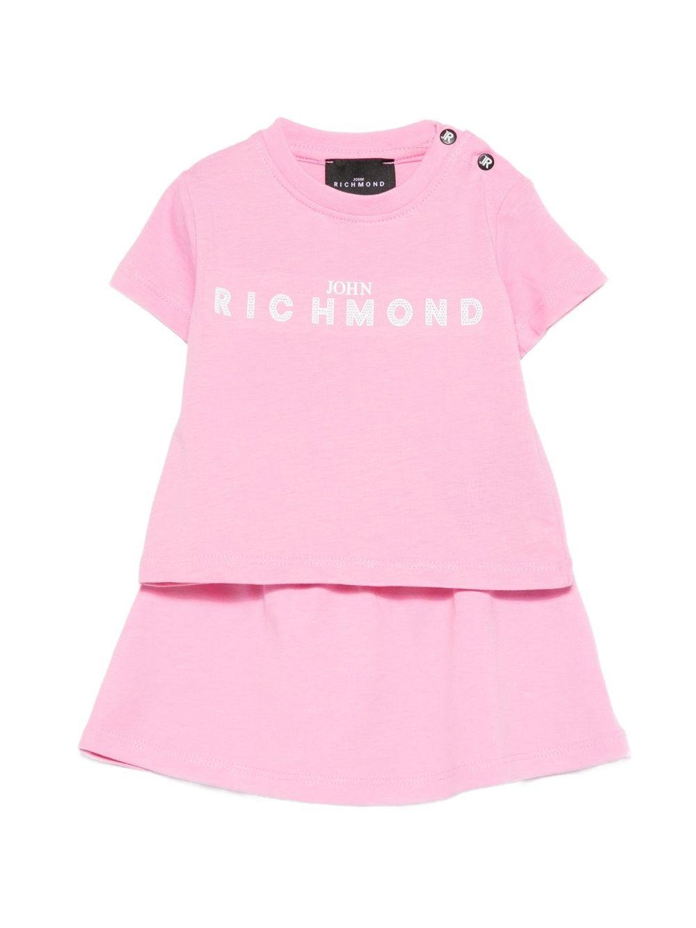 Set due pezzi John Richmond Junior rosa con dettaglio logo - Rubino Kids