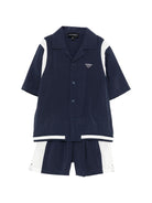 Set due pezzi per bambino Emporio Armani blu scuro con logo ricamato - Rubino Kids