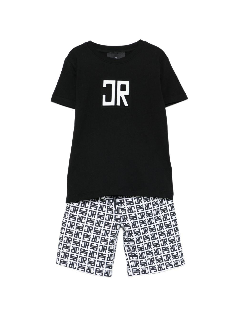 Set due pezzi per bambino John Richmond Junior nero con monogramma - Rubino Kids
