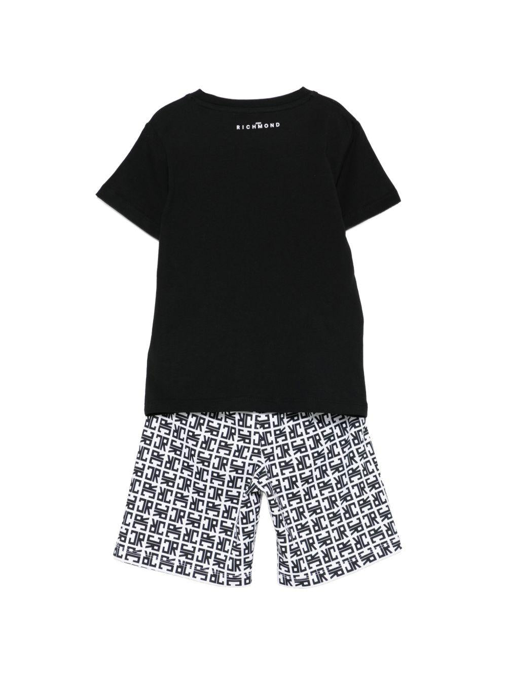 Set due pezzi per bambino John Richmond Junior nero con monogramma - Rubino Kids