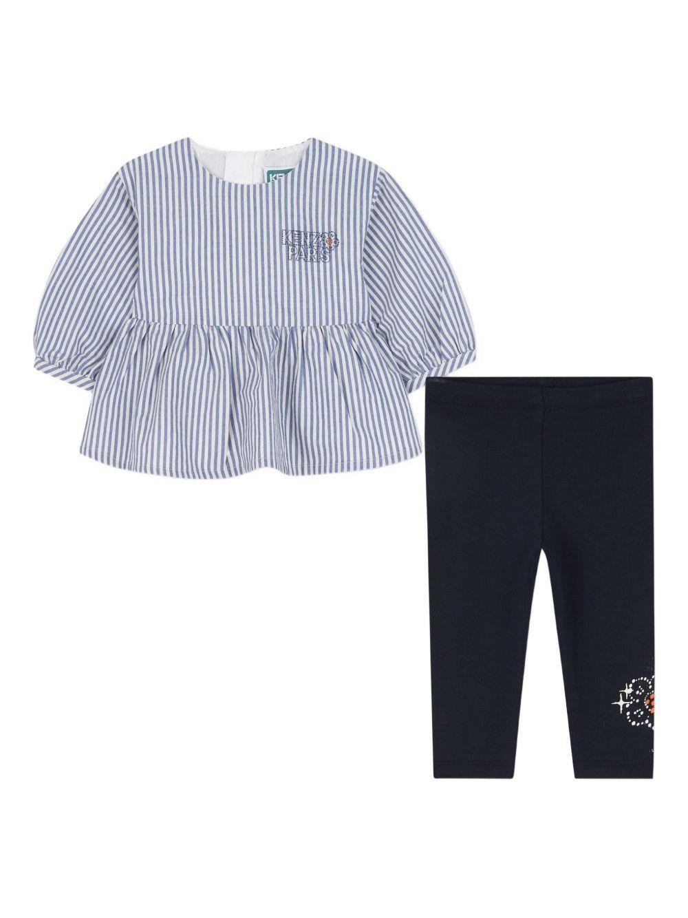 Set due pezzi per neonata Kenzo Kids blu a righe - Rubino Kids