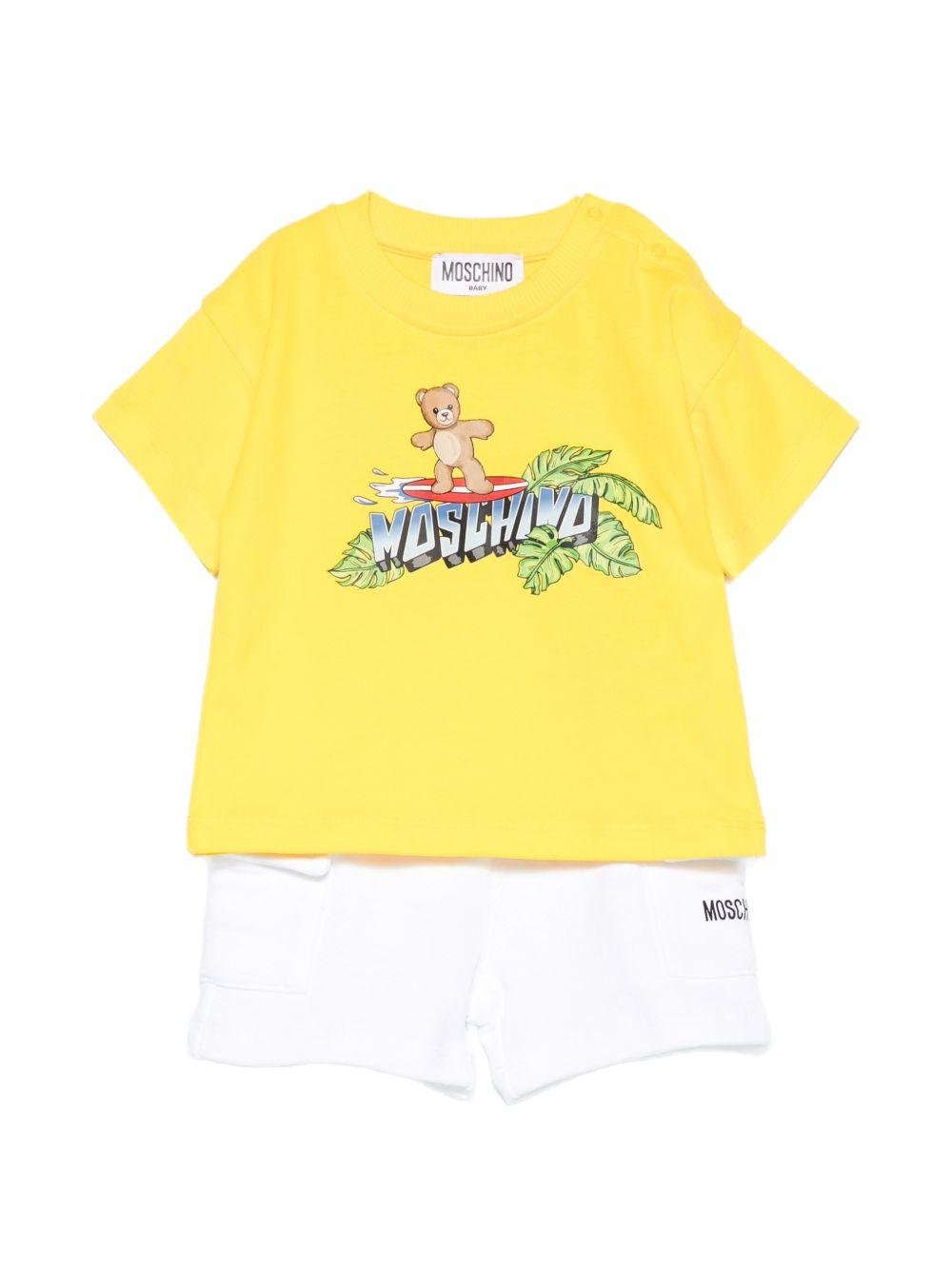 Set due pezzi per neonato Moschino Kids multicolore con stampa orsetto sul davanti - Rubino Kids