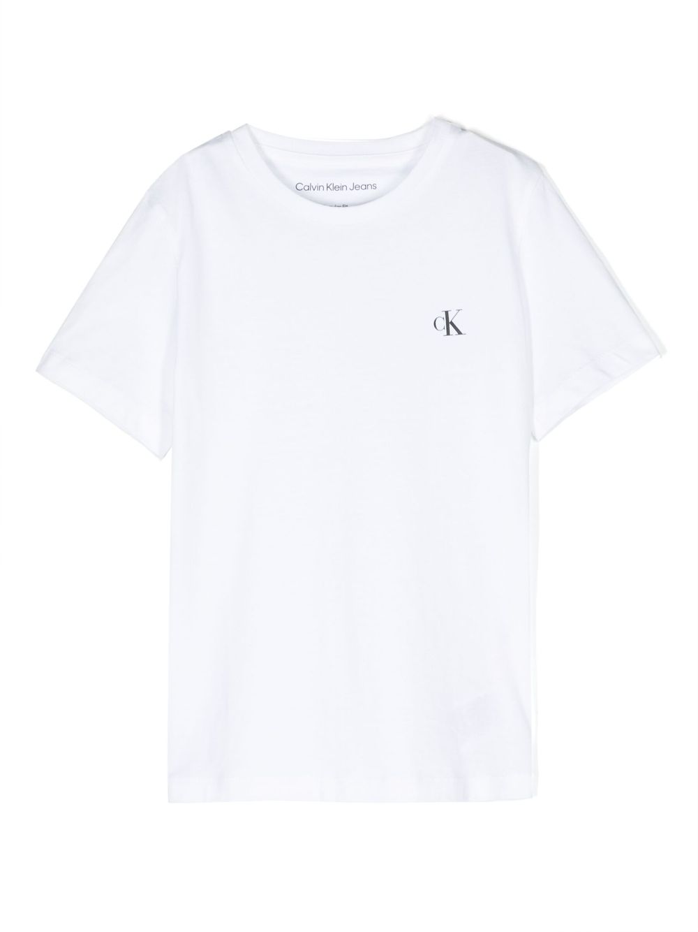 Set due t-shirt per bambino Calvin Klein Kids bianco e grigio con logo sul petto - Rubino Kids