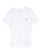 Set due t-shirt per bambino Calvin Klein Kids bianco e grigio con logo sul petto - Rubino Kids