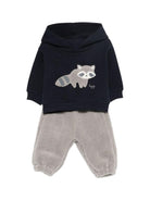 Set felpa e pantaloni per neonato Il Gufo multicolore con ricamo procione - Rubino Kids