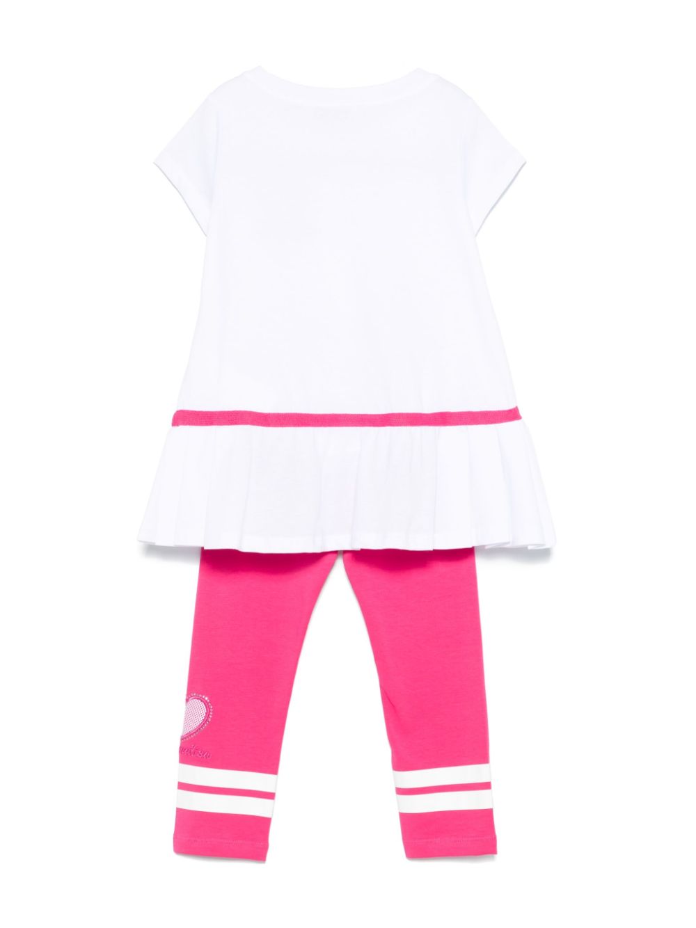 Set leggings e t-shirt per bambina Monnalisa bianco con dettaglio fiocco - Rubino Kids