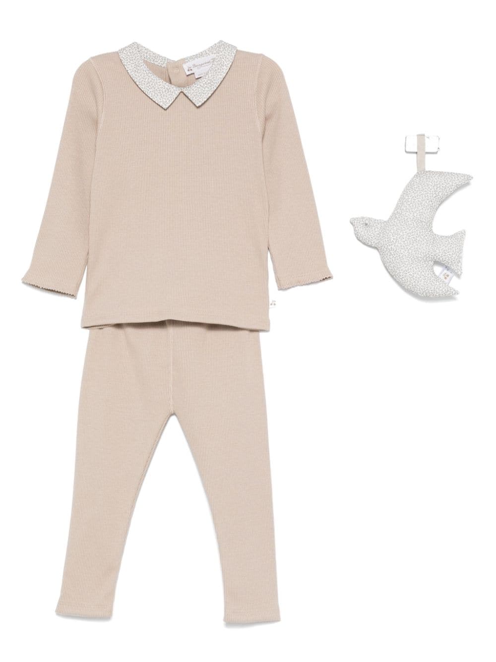 Set maglia e pantaloni per neonata Bonpoint Denice beige a coste - Rubino Kids