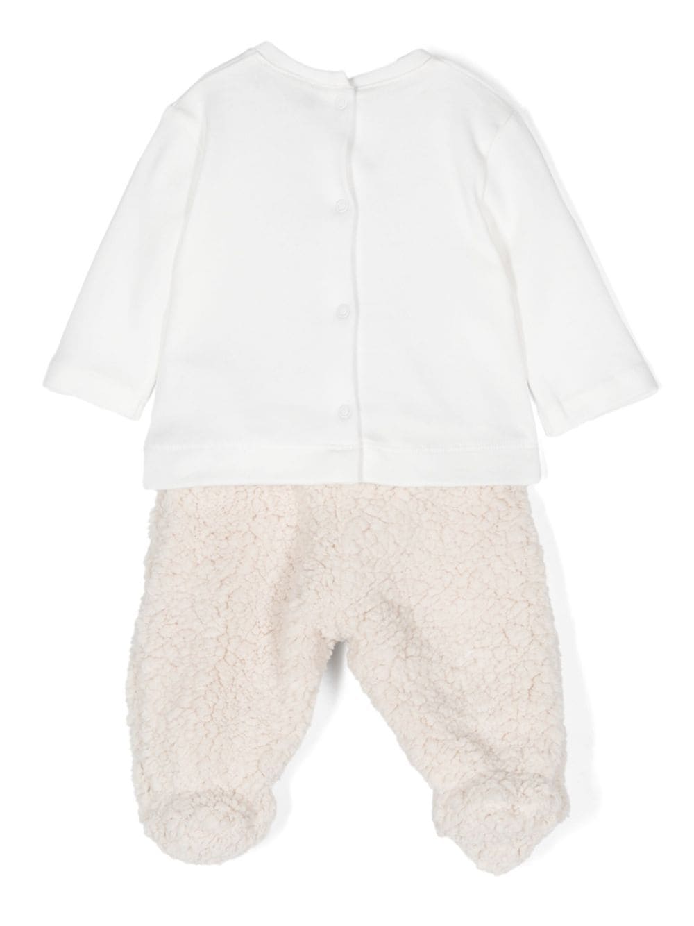 Set neonato bianco e beige con stampa Teddy Bear Monnalisa - Rubino Kids