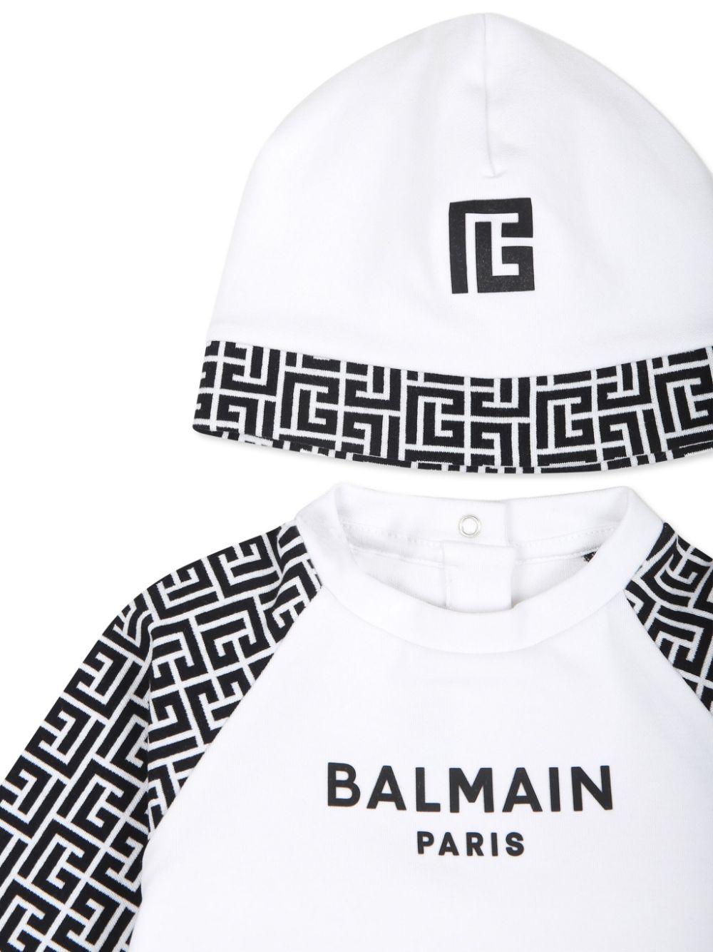 Set neonato con monogramma per neonato Balmain Kids nero con stampa logo sul davanti - Rubino Kids