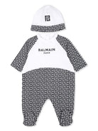 Set neonato con monogramma per neonato Balmain Kids nero con stampa logo sul davanti - Rubino Kids