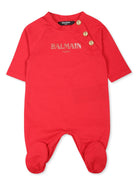 Set neonato con stampa per neonato Balmain Kids rosso con chiusura nascosta con abbottonatura - Rubino Kids