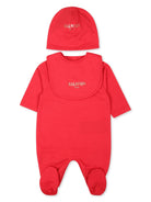 Set neonato con stampa per neonato Balmain Kids rosso con chiusura nascosta con abbottonatura - Rubino Kids