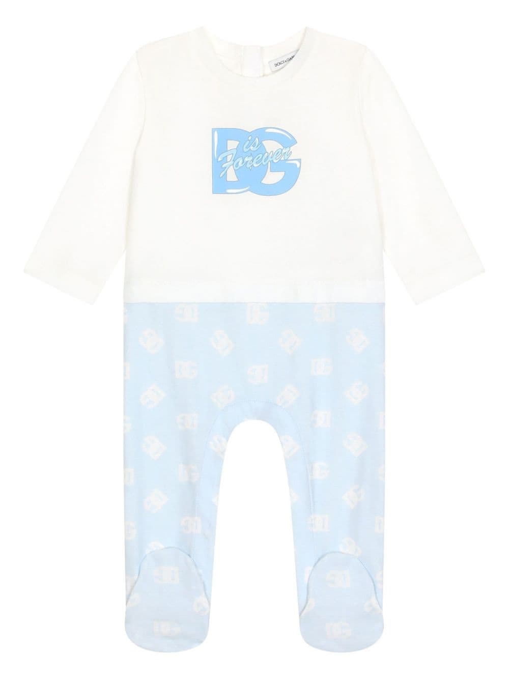 Set neonato Dolce & Gabbana Kids bianco e azzurro con logo DG - Rubino Kids