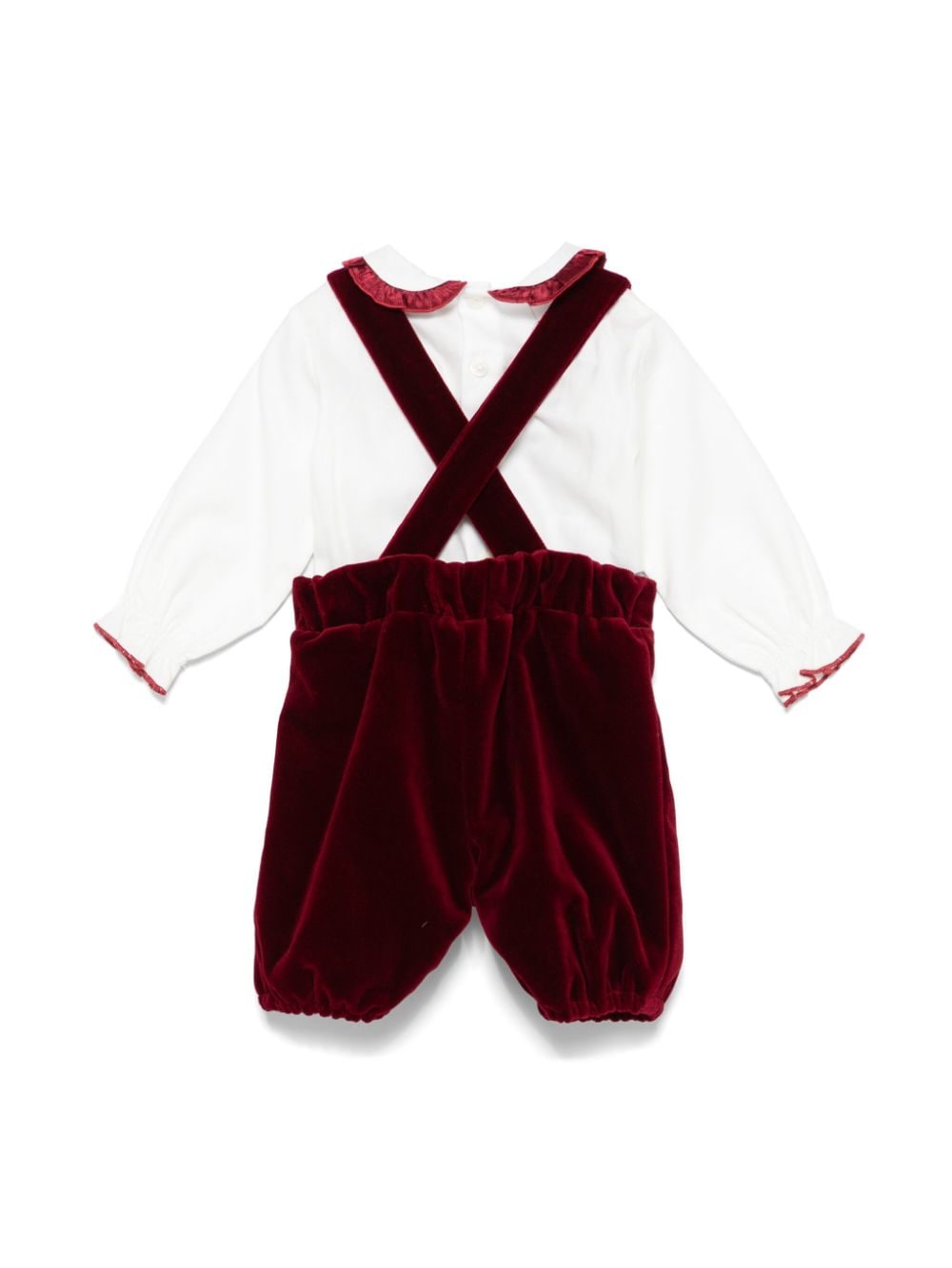 Set pantaloncini di velluto per neonato La Stupenderia rosso con dettaglio pieghe - Rubino Kids