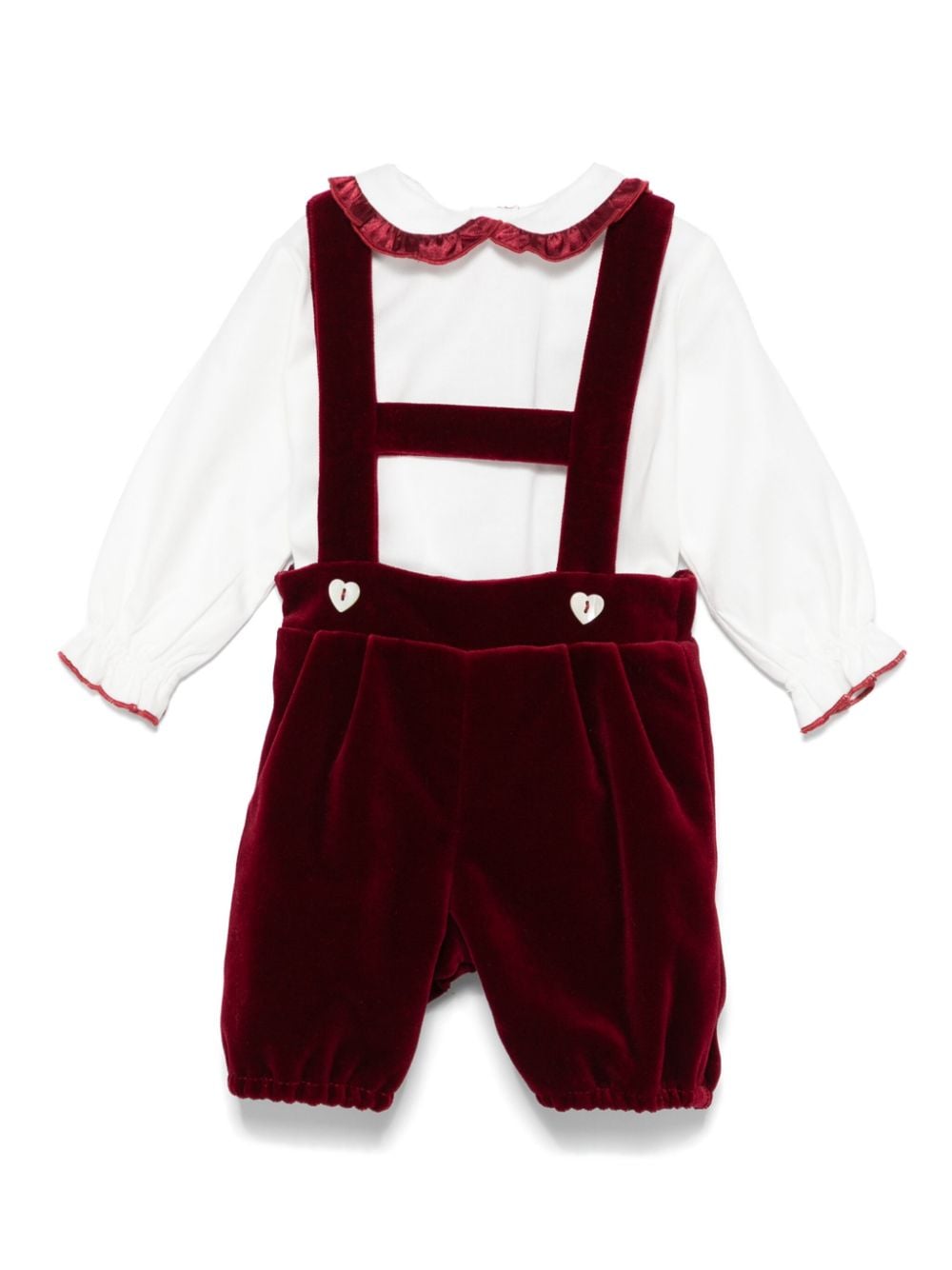 Set pantaloncini di velluto per neonato La Stupenderia rosso con dettaglio pieghe - Rubino Kids