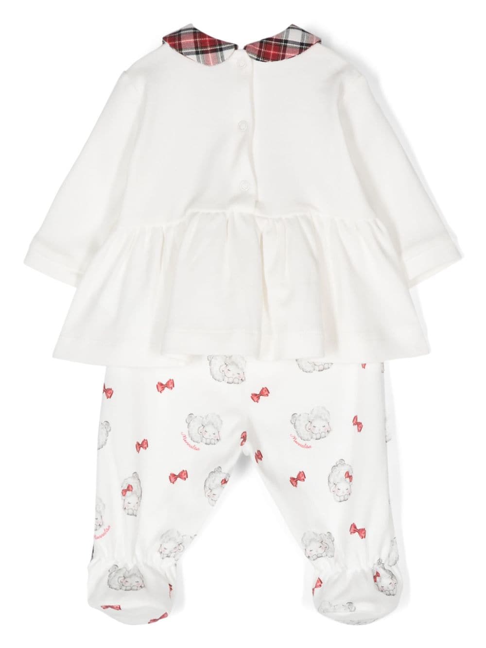 Set pantaloni con fiocco per neonata Monnalisa bianco con taglio svasato - Rubino Kids