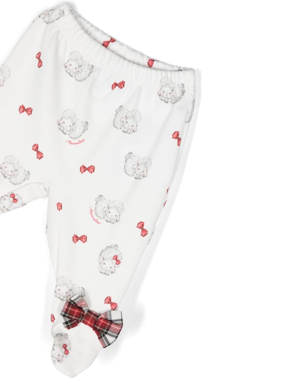 Set pantaloni con fiocco per neonata Monnalisa bianco con taglio svasato - Rubino Kids