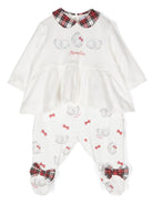 Set pantaloni con fiocco per neonata Monnalisa bianco con taglio svasato - Rubino Kids