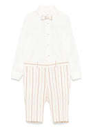 Set pantaloni e camicia per bambino Colorichiari bianco con pantaloni a righe - Rubino Kids