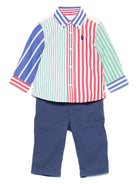 Set pantaloni e camicia per neonato Polo Ralph Lauren Kids blu con applicazione Polo Pony - Rubino Kids