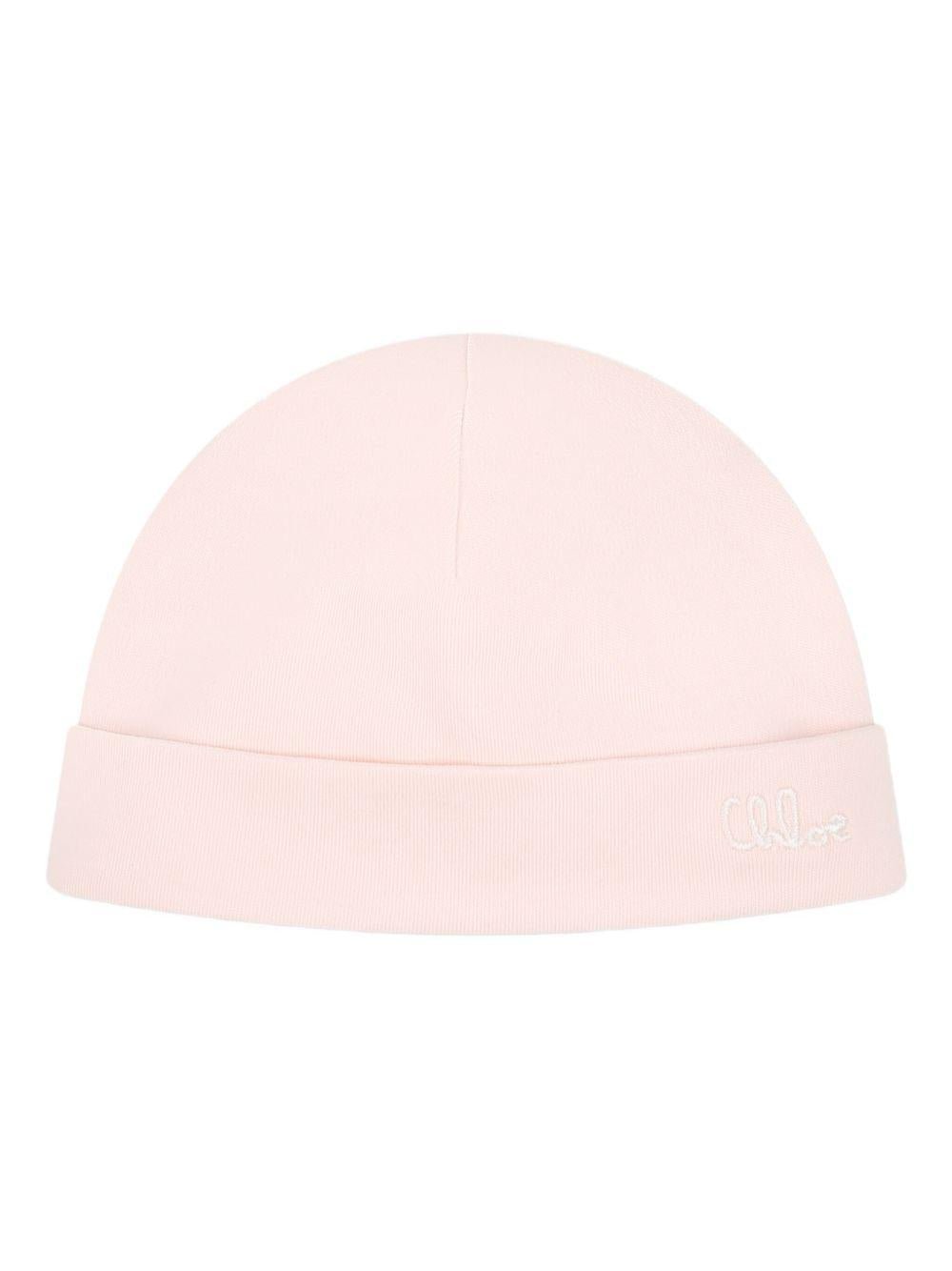 Set per neonata Chloé Kids rosa con logo ricamato - Rubino Kids