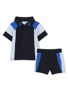 Set polo e shorts per neonato Boss Kidswear blu con design color - block - Rubino Kids