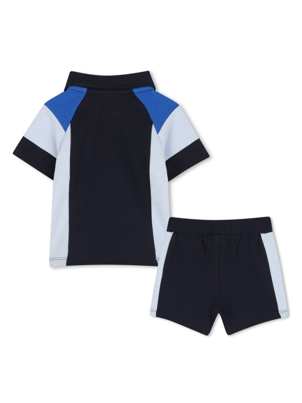 Set polo e shorts per neonato Boss Kidswear blu con design color - block - Rubino Kids