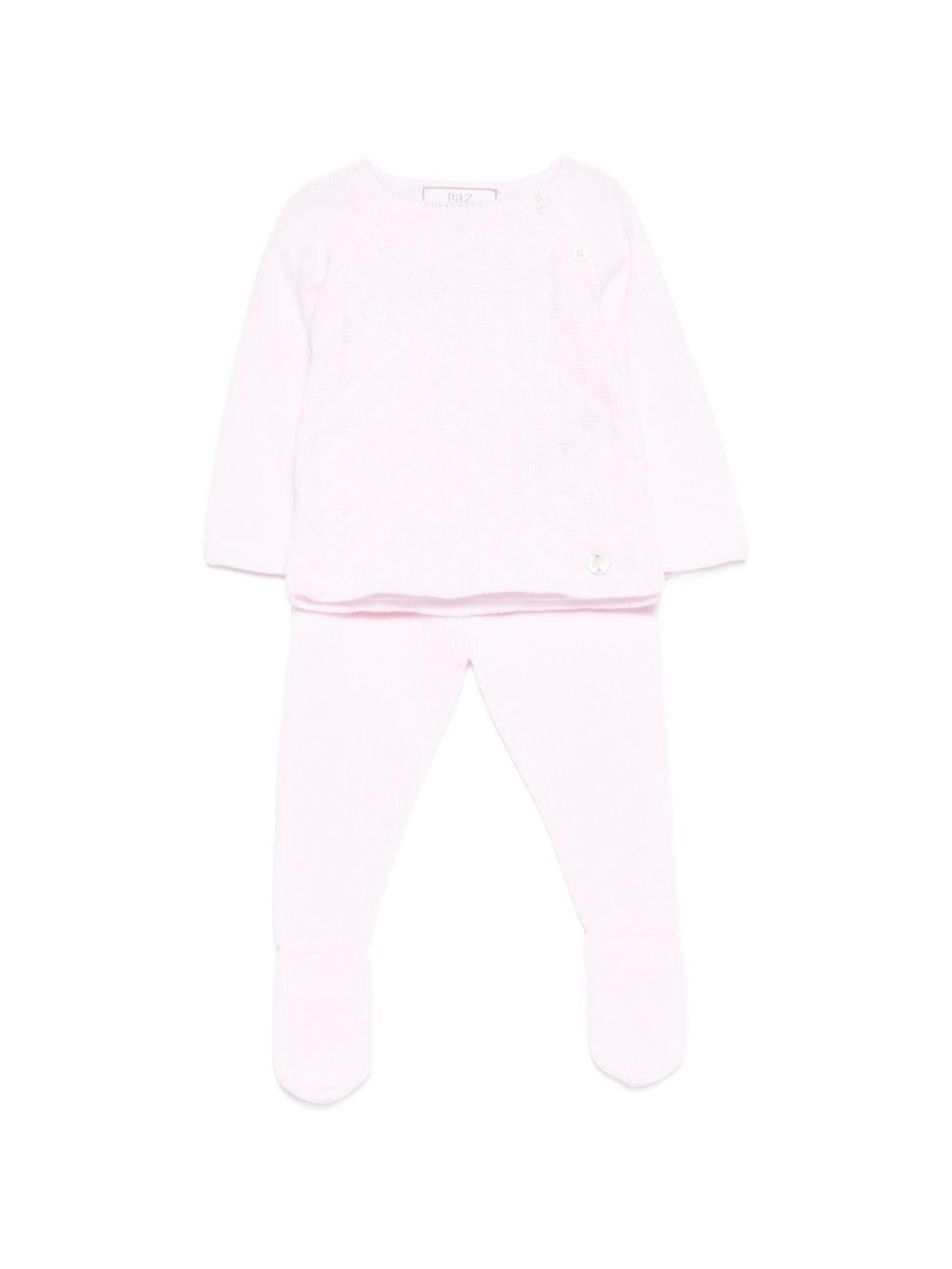 Set quattro pezzi per neonata Paz Rodriguez rosa lavorato a maglia - Rubino Kids