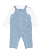 Set salopette con logo ricamato per neonato Tommy Hilfiger Junior azzurro con scollo quadrato - Rubino Kids