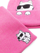 Set sciarpa e berretto per bambina Karl Lagerfeld Kids rosa con applicazione - Rubino Kids