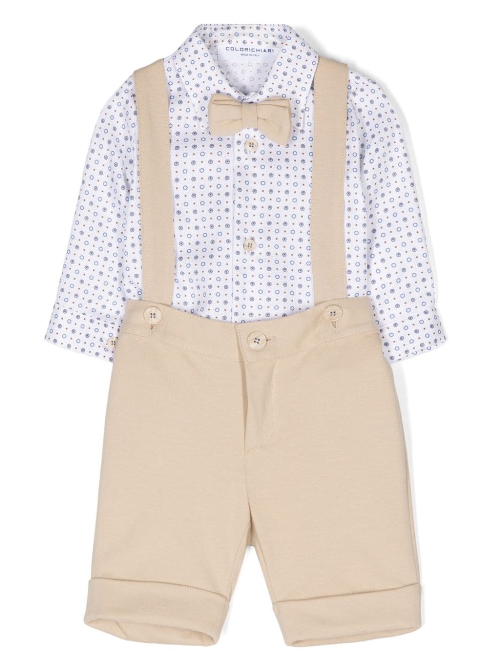 Set shorts azzurro e beige con giacca monopetto Colorichiari - Rubino Kids