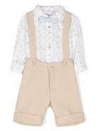 Set shorts con giacca monopetto per neonato Colorichiari beige con tasca applicata sul petto - Rubino Kids