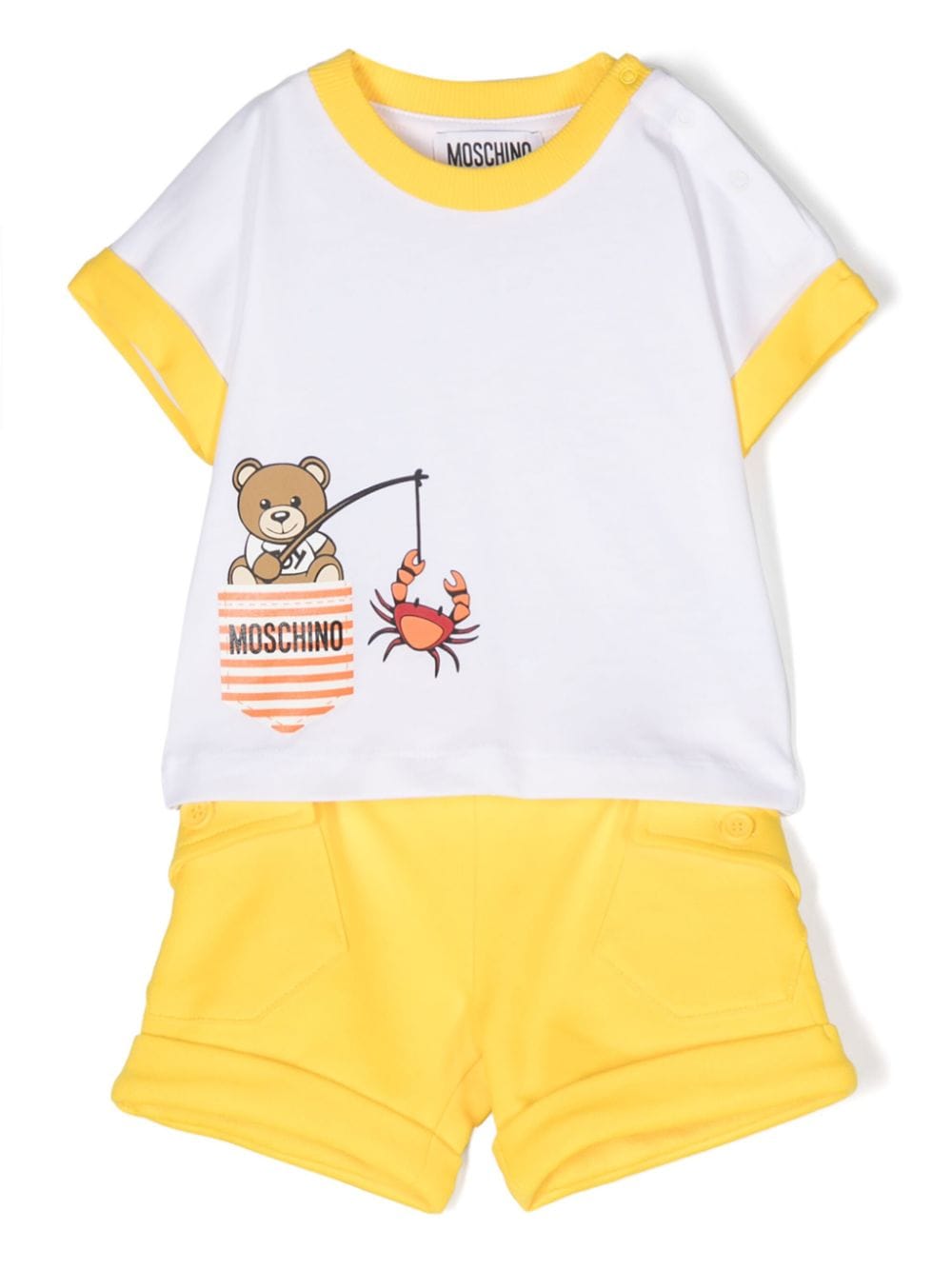 Set shorts in cotone con stampa logo - Rubino Kids