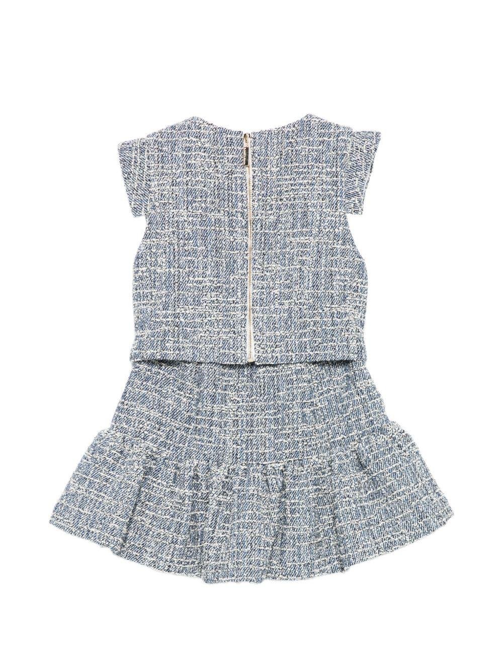 Set t-shirt e gonna per bambina Elisabetta Franchi La Mia Bambina blu con logo ricamato - Rubino Kids