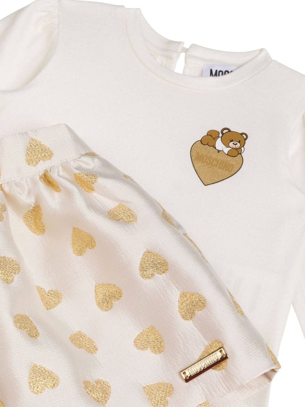 Set T shirt e gonna per neonata Moschino Kids con stampa a cuori - Rubino Kids